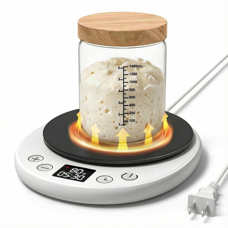 amhshkou Sourdough Starter Warmer - Professional 1°F Precision, 24H Auto Shutdown Timer, Delayed Start, 4.9" Surface for Perfect Fermentation (White)