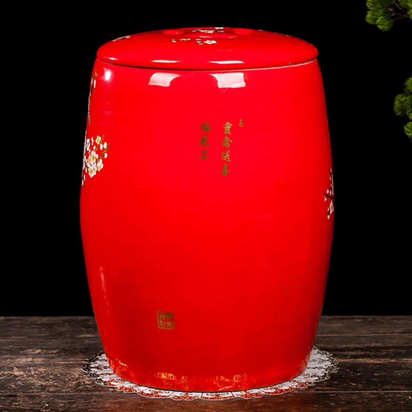 Large Ceramic Jar For Rice Ceramic Rice Bucket Ceramic Rice And Grain Storage Container With Lid Rice Containe Rice Storage Bins Rice Storage Box for Flour/Coffee/Nuts/Tea Moisture-Proof(Red,Capacity: