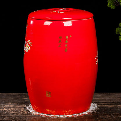Large Ceramic Jar For Rice Ceramic Rice Bucket Ceramic Rice And Grain Storage Container With Lid Rice Containe Rice Storage Bins Rice Storage Box for Flour/Coffee/Nuts/Tea Moisture-Proof(Red,Capacity:
