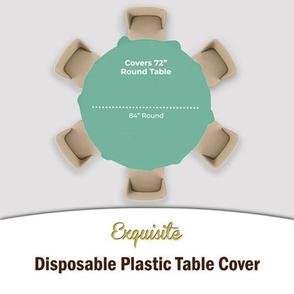 Exquisite 12-Pack Premium Plastic Tablecloth Pack of 12 Premium Plastic Tablecloth 84 Inch Round Table Cover - Light Mint