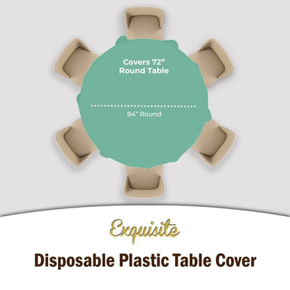 Exquisite Party Solids 6-Pack Premium Plastic Tablecloth 84in. Round Plastic Table Cover - Mint