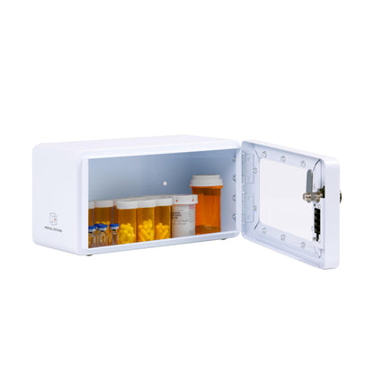 Small Medicine Lock Box with Keypad Combination Lock – Wall Mount Cabinet or Fridge Safe Storage for Insulin, Prescription Medications, and Medical Supplies (Combo-Lock)