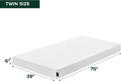 ZINUS 6 Inch Twin Memory Foam Mattress - Cooling Essential Design, Medium Feel, Fiberglass Free, Safe Materials