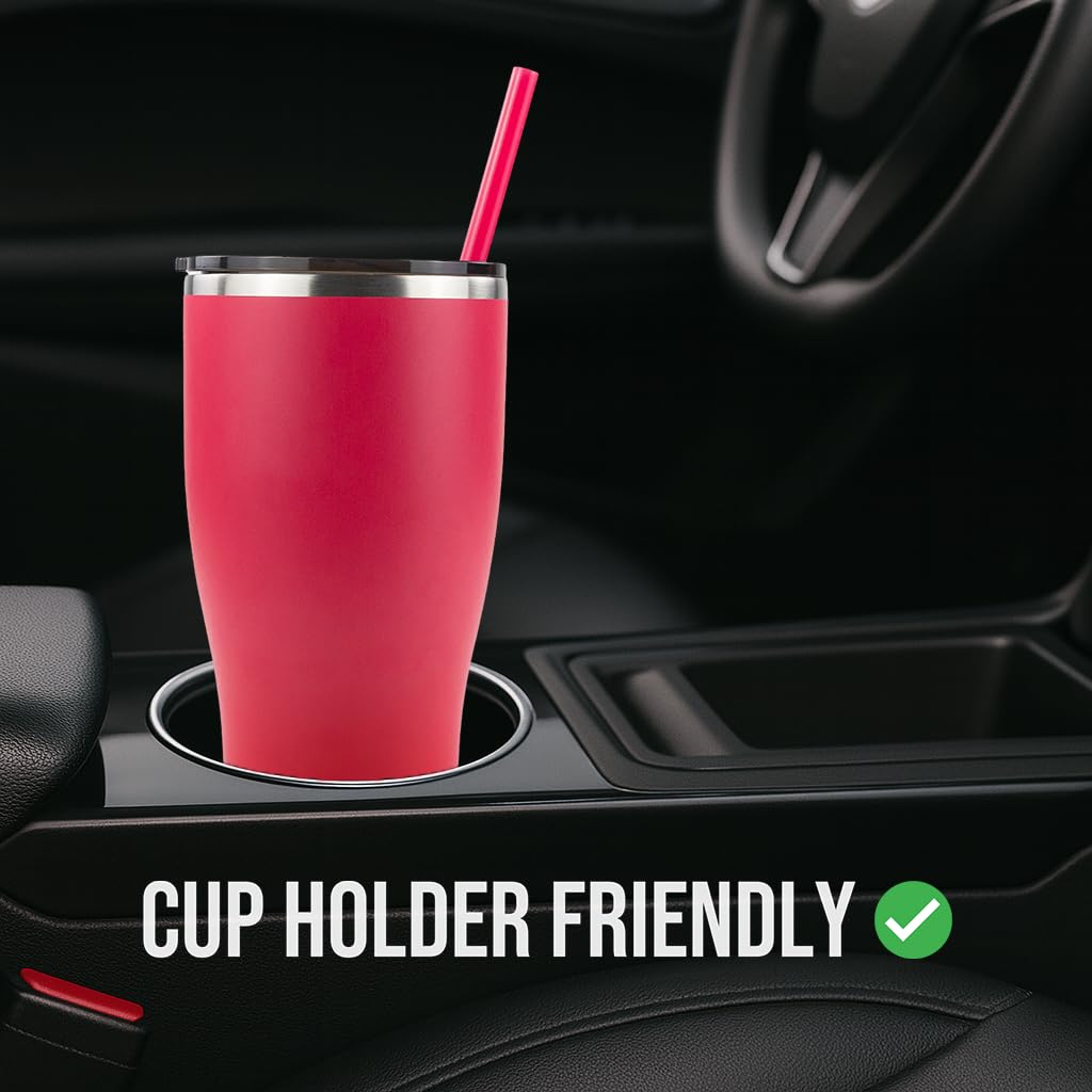 Hogg 30 oz Modern Curve Case (24 Units) - Hot Pink, Powder Coated Tumblers for Laser Engraving, Engravable Tumblers Bulk, Stainless Steel Cups Bulk, Insulated Cups with Lids and Straws