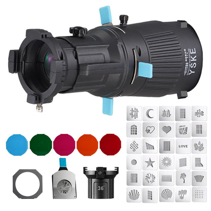 YSKE-Bowens Mount Spotlight Conical Optical Snoot kit 36°,Photography Studio Lighting Accessory with 30 Metal Gobos&5 Color Gels Focus ControlCompatible for Aputure Godox Nee*wer Profoto LED Lights