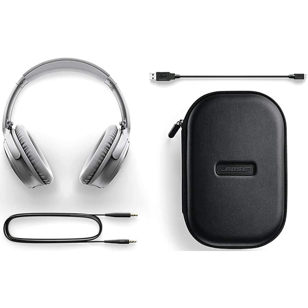 Bose QuietComfort 35 II Noise Cancelling Bluetooth Headphones— Wireless, Over Ear Headphones with Built in Microphone and Alexa Voice Control, Silver
