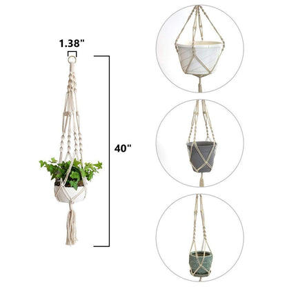 Onwon Macrame Plant Hanger Basket Liners Cotton Rope 40 inch 4 Legs, Elegant for Home Garden, Patio and Office, Indoor & Outdoor Decoration (4 Packs)