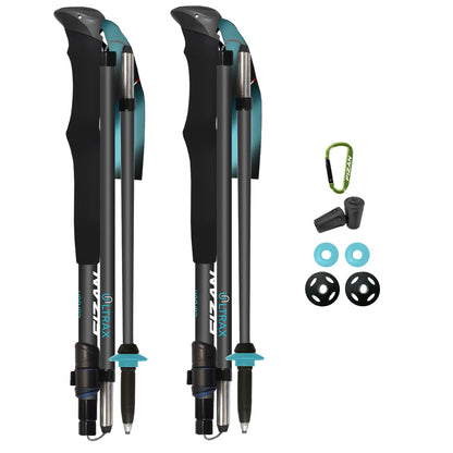 Fizan Ultrax Carbon Fiber Trekking Poles – Ultralight 7.6 oz, Backpacking, Bikepacking, Thru Hiking Trails, Adjustable, Collapsible to 14.5 in, Customized Fit, Foam Grips, Walking Sticks
