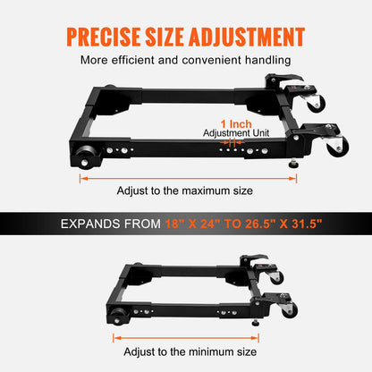 VEVOR Mobile Base, 1500 lbs Capacity, Adjustable from 18" x 24" to 26.5" x 31.5", Heavy Duty Universal Mobile Base Stand with Swivel Wheels, for Woodworking Equipment, Bandsaw, Power Tools, Machines