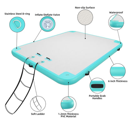 AZXRHWYGS Inflatable Floating Dock Air Dock Platform Floating Island Raft with None-Slip Surface for Pool Beach Ocean