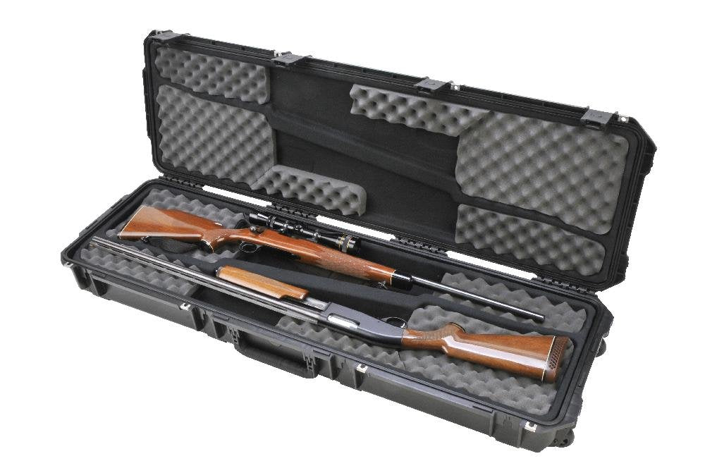 SKB Cases iSeries 3i-5014-DR Double Rifle Hard Case, Waterproof Lockable Tactical Gun Storage Box with Foam Dividers, Wheels and Carrying Handles