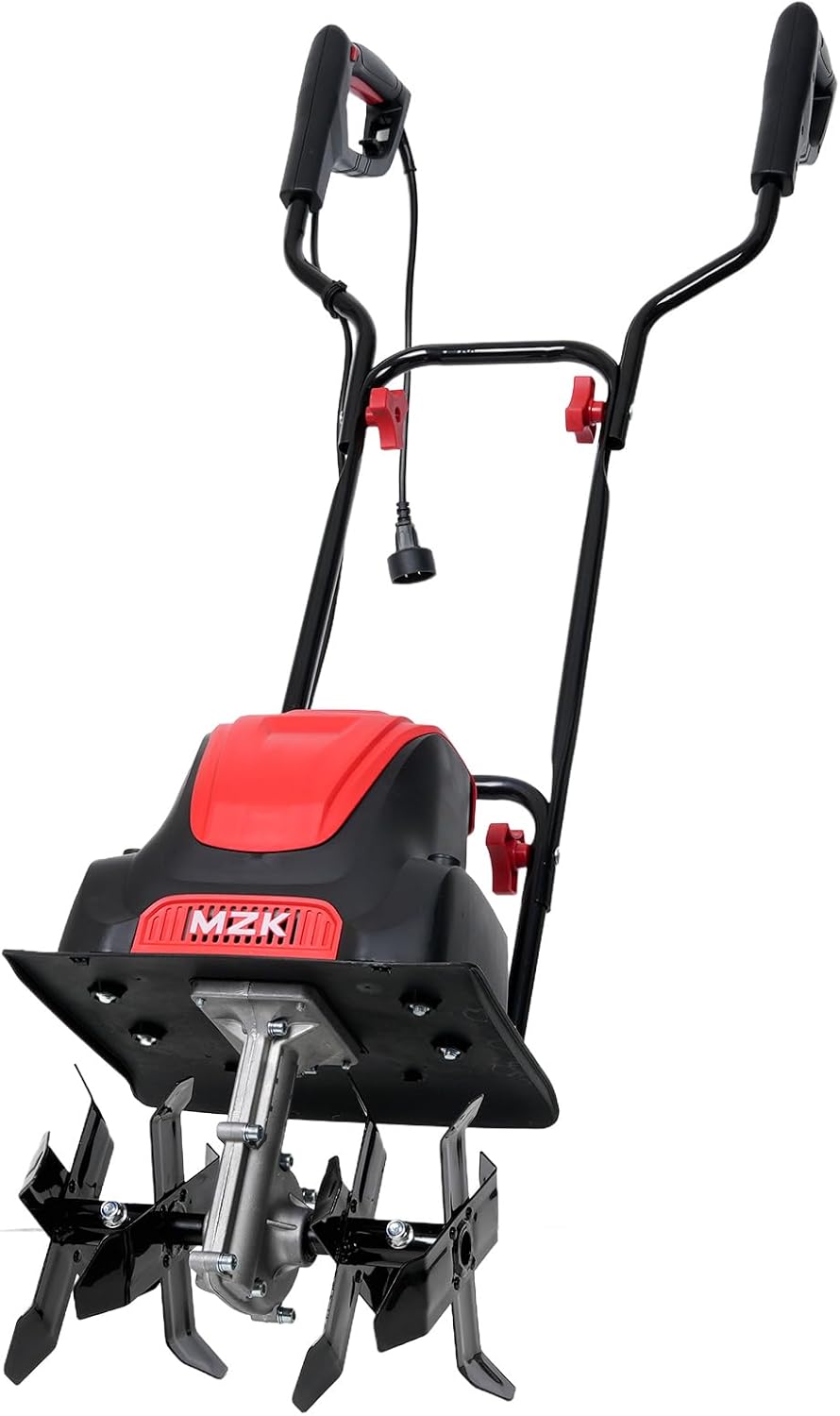 MZK 12-Inch Electric Tiller - 10.5 Amp Lightweight Cultivator for Easy Gardening | 8-Inch Tilling Depth