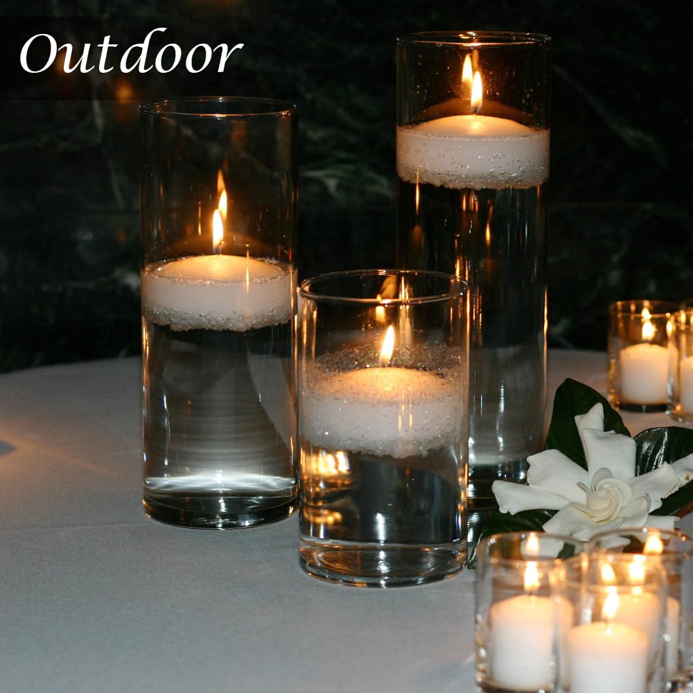 3 inch Floating Candles,24Pack White Dripless Wax Unscented Wax 13-15Hours Burning, Wedding Party Candles,for Centerpieces Suitable for Cylindrical Vases,Swimming Pool,Restaurant Decoration
