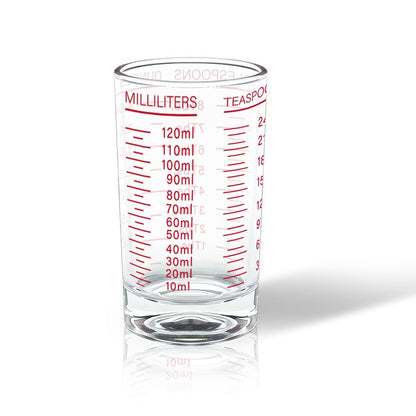 BCnmviku Measuring Cup Shot Glass 4 Ounce/120ML Liquid Heavy High Espresso Glass Cup Black Line (1, Red)