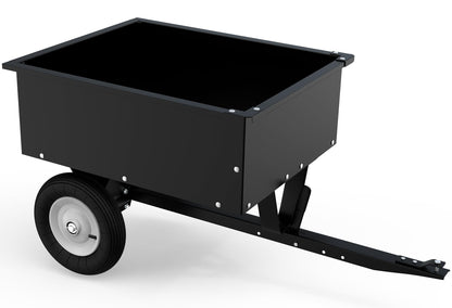 YINTATECH ATV Trailer Steel Dump Cart, Heavy Duty Pull Behind Dump Trailer with Removable Tailgate, Yard Garden Utility Trailer for Lawn Mower Trailer Tractor, 350lbs Capacity, Black