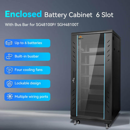 SUNGOLDPOWER Enclosed Battery Cabinet 6 Slot with Bus Bar for Lithium Battery，Home Solar and Energy Storage (Enclosed Battery Cabinet)