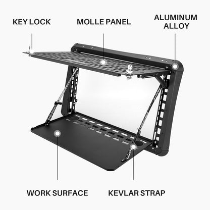 TACMOLLE Rear Side Window Worktable - Tactical MOLLE Panel for Gasoline Pack Recovery Traction Boards Shovel Mounts, Rear Window Protector Fits Jeep Wrangler JL 2018-2024, Passenger Side