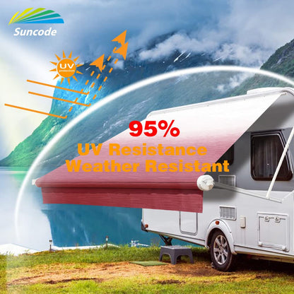 Suncode Premium RV Awning Fabric Replacement, Heavy-Duty Waterproof Vinyl Canopy, Universal Fit for Camper Trailer Motorhome, 12'(Fabric 11'2") Burgundy Fade