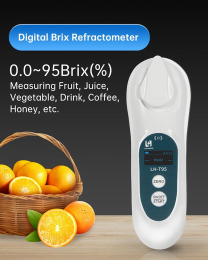 3-in-1 Digital Brix Refractometer with ATC/Refractive Index(RI), 0-95% Brix Measurement Range, High Accuracy Fast Touchscreen Test for Honey/Maple Syrup/Fruit Juice/Coffee