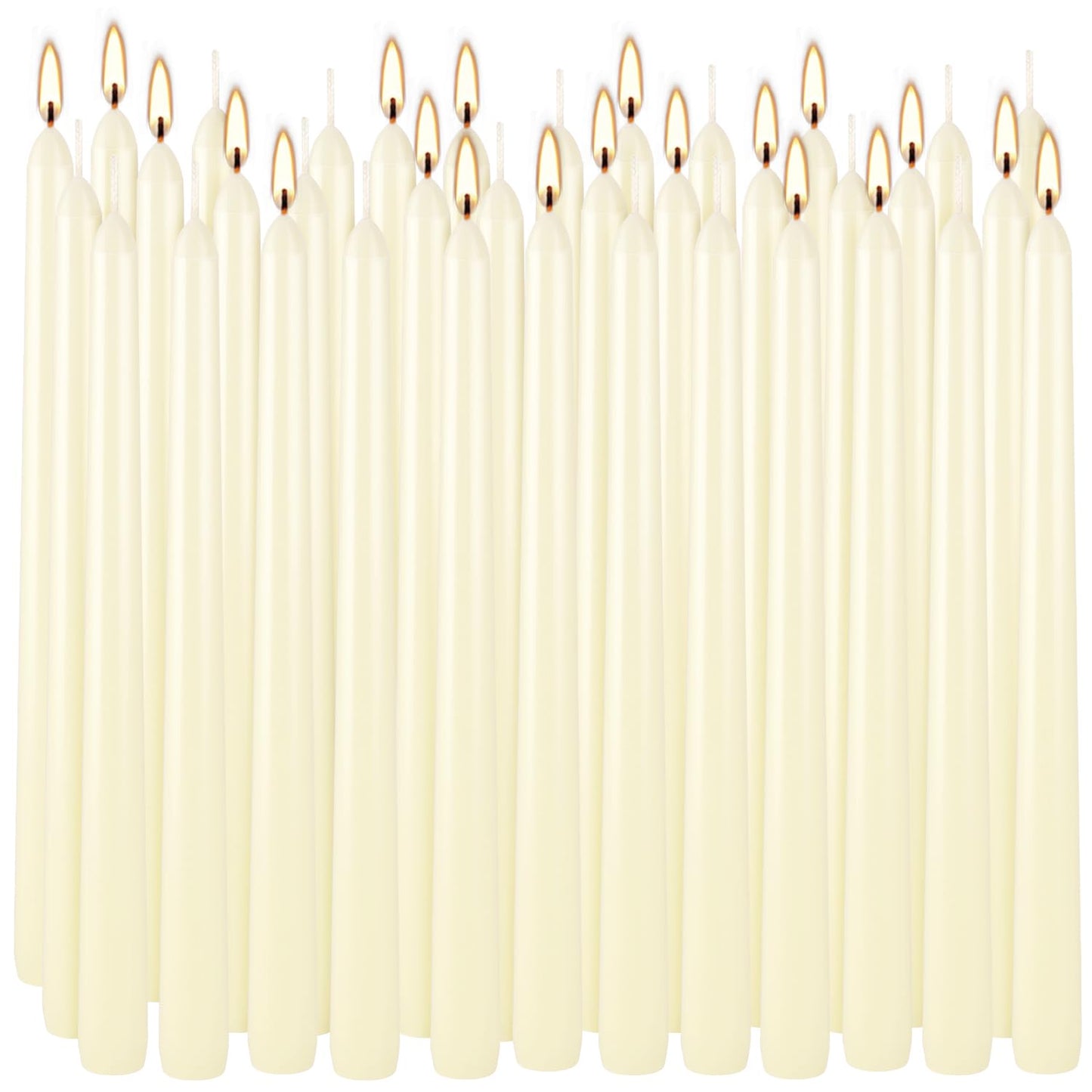 YOROXRG 36 Pack Ivory White Taper Candles, 7-8 Hours Burn Time, Unscented, Smokeless and Dripless, 0.8 x 10 Inch Dinner Candle Set for Household, Wedding, Party and Home Décor Candlesticks