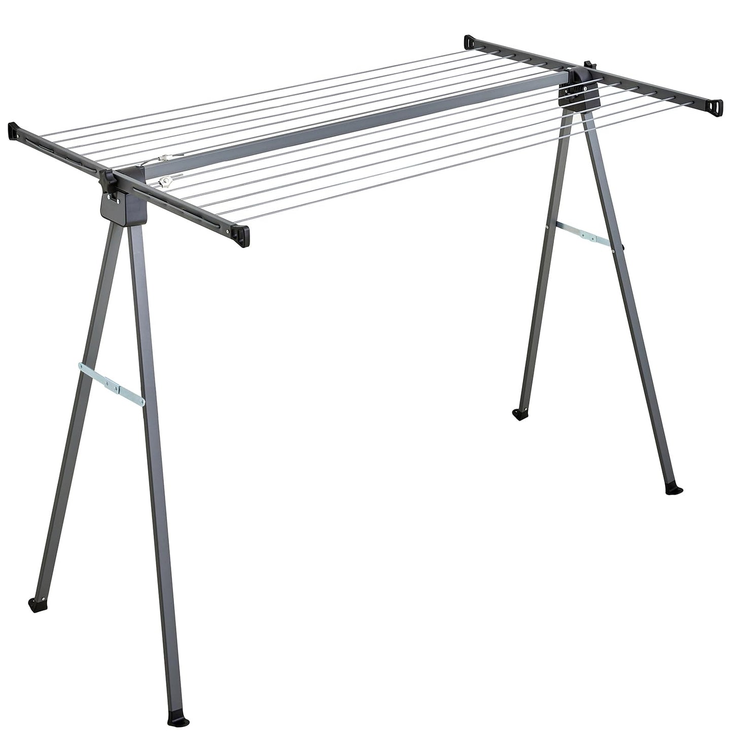 CROS Outdoor Portable Folding Clothesline, 46FT Heavy Duty Stainless Steel Drying Rack, A-Frame Freestanding Clothes Drying Stand with Ground Stakes