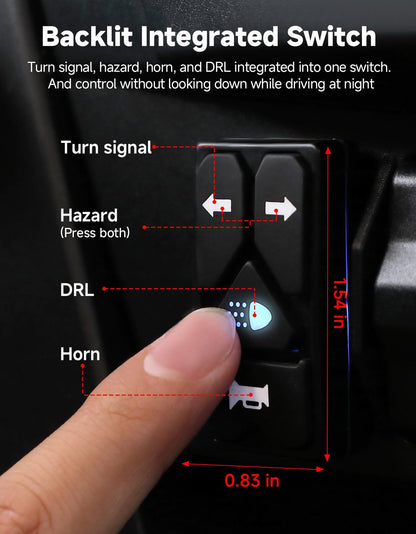 KEMIMOTO Triangle UTV Turn Signal Kit with Horn, and Integrated Switch, Pre-Wired, Plug and Play UTV ATV Blinker, Universal Street Legal Turn Signals Compatible with Polaris, Can-Am, Teryx, CFMOTO