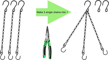 Skiennix Hanging Chain for Plants - 11 Inch Black Chain with Hooks for Baskets & Bird Feeders | 6PCS