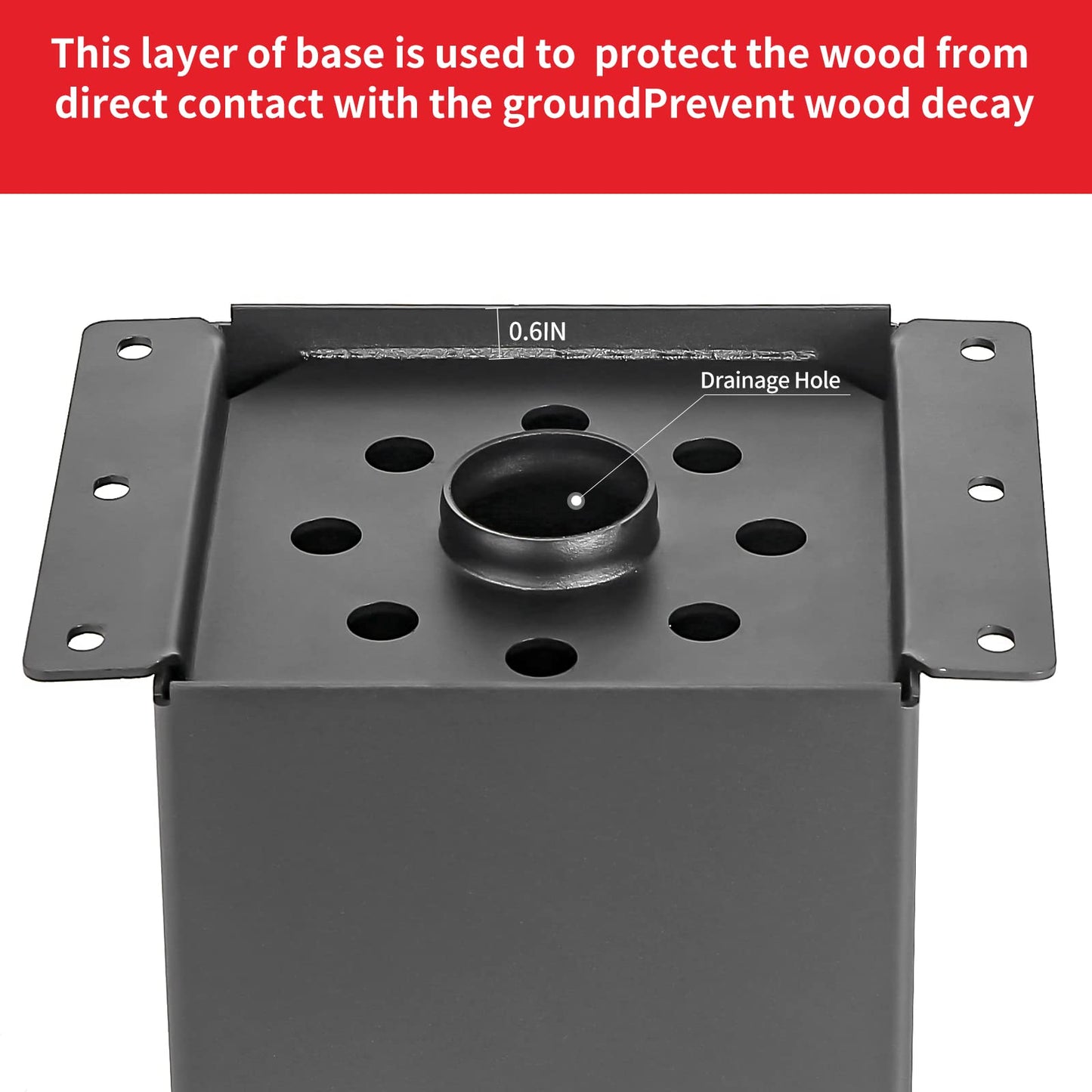 AXWHYS 6x6 Post Base 8 Pcs, (Inner Size 5.6x5.6) Post Brackets Kit, Heavy Duty Black Metal Powder-Coated Post Anchor Outdoor Framing Module Fit for Support Deck Base Plate Pergola Brackets Fence Kit