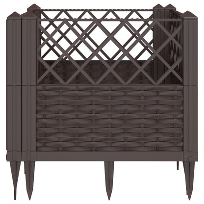 Teenpull Garden Planter Box for Plants, Raised Elevated Planter Boxes with Pegs, Large Outdoor Gardening Pots, Square Brown