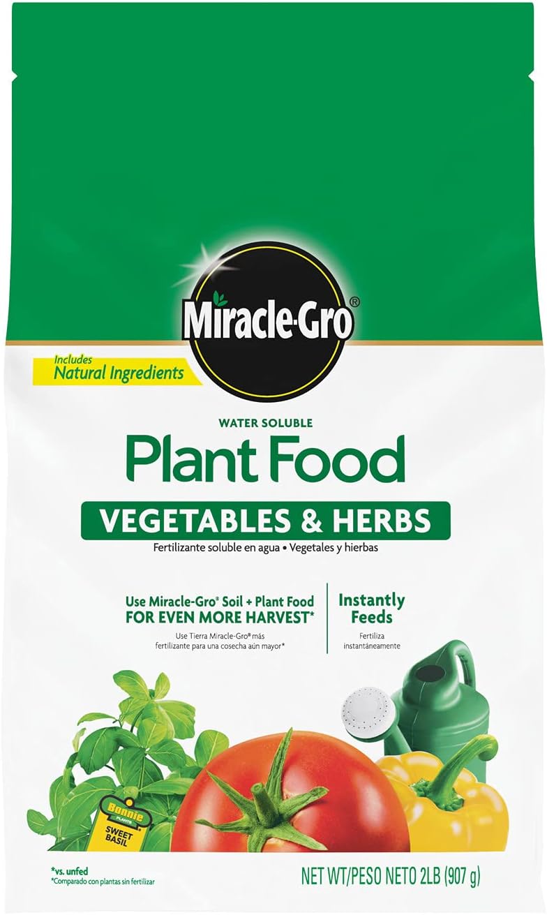 Miracle-Gro Water-Soluble Plant Food - Boost Vegetable & Herb Growth - 2 lbs for Abundant Harvest