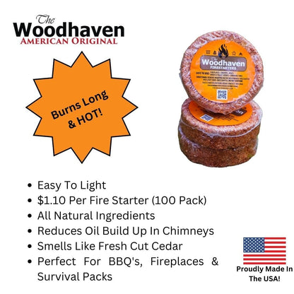 Woodhaven Easy Light Firestarters - Made with Natural Cedar Wood (100, Orange)