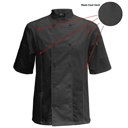 Chef Code Cool Breeze Side Vent Chef Coat (Charcoal, M)