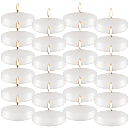 24Pack 3 Inch Unscented White Floating Candles,Long Lasting Burning-Ideal for Home Decor, Weddings, Parties, Pools, Cylindrical Vases, Restaurant and Holidays