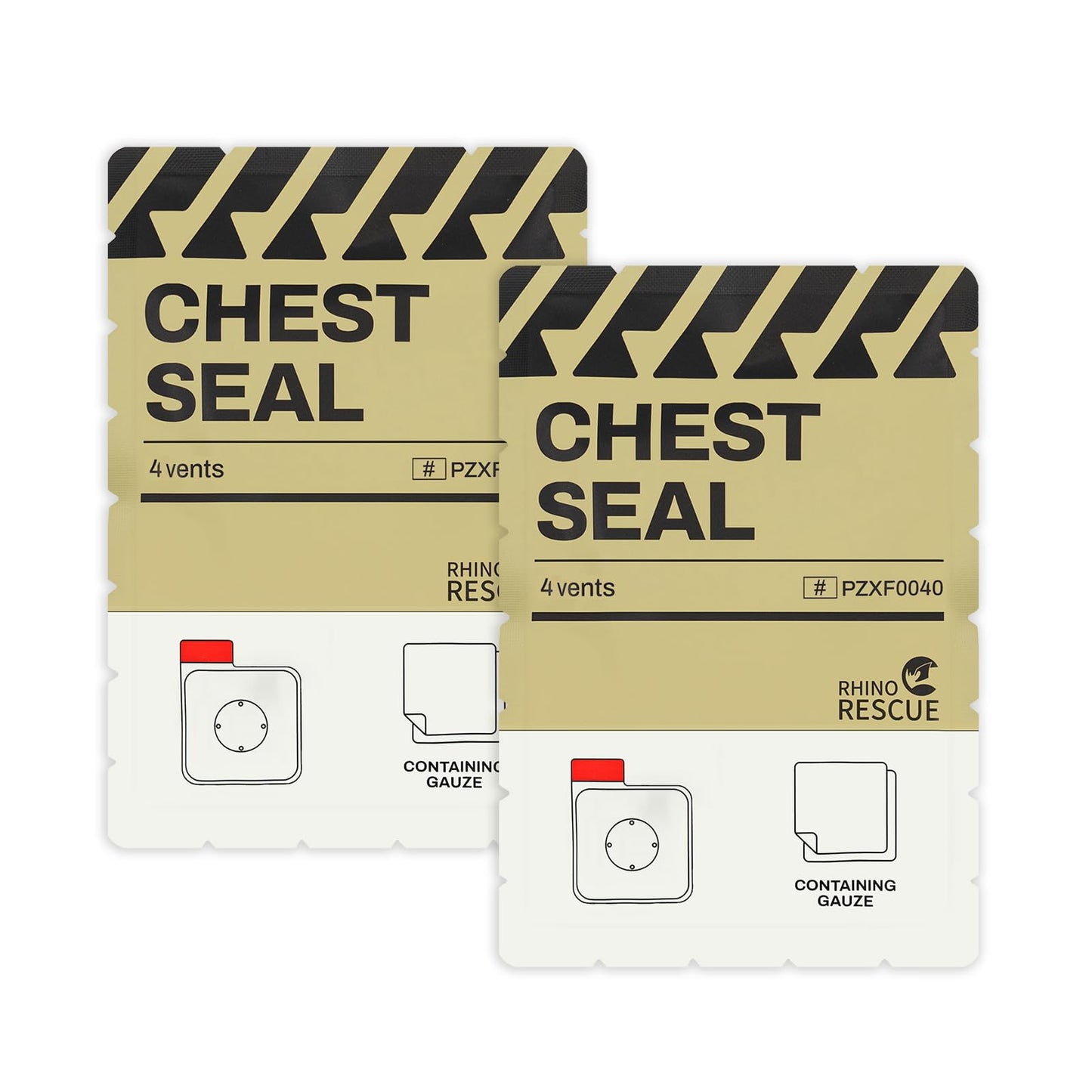 RHINO RESCUE Bundle-Vented Chest Seal, 4 Vents, Sterile Emergency Trauma Dressing, Occlusive Adhesive Pad+IFAK Trauma Kit with C-A-T Tourniquet for Wound Care, Tactical First Aid Kit Molle Pouch