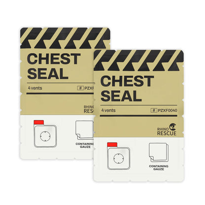 RHINO RESCUE Bundle-Vented Chest Seal, 4 Vents, Sterile Emergency Trauma Dressing, Occlusive Adhesive Pad+IFAK Trauma Kit with C-A-T Tourniquet for Wound Care, Tactical First Aid Kit Molle Pouch