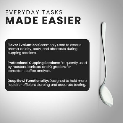 Rattleware Stainless Steel Cupping Spoon Deep Bowl Edition Sleek Professional Design Precision Crafted for Coffee Tasting Durable Ergonomic Handle Perfect for Coffee Cupping Enthusiasts and Baristas