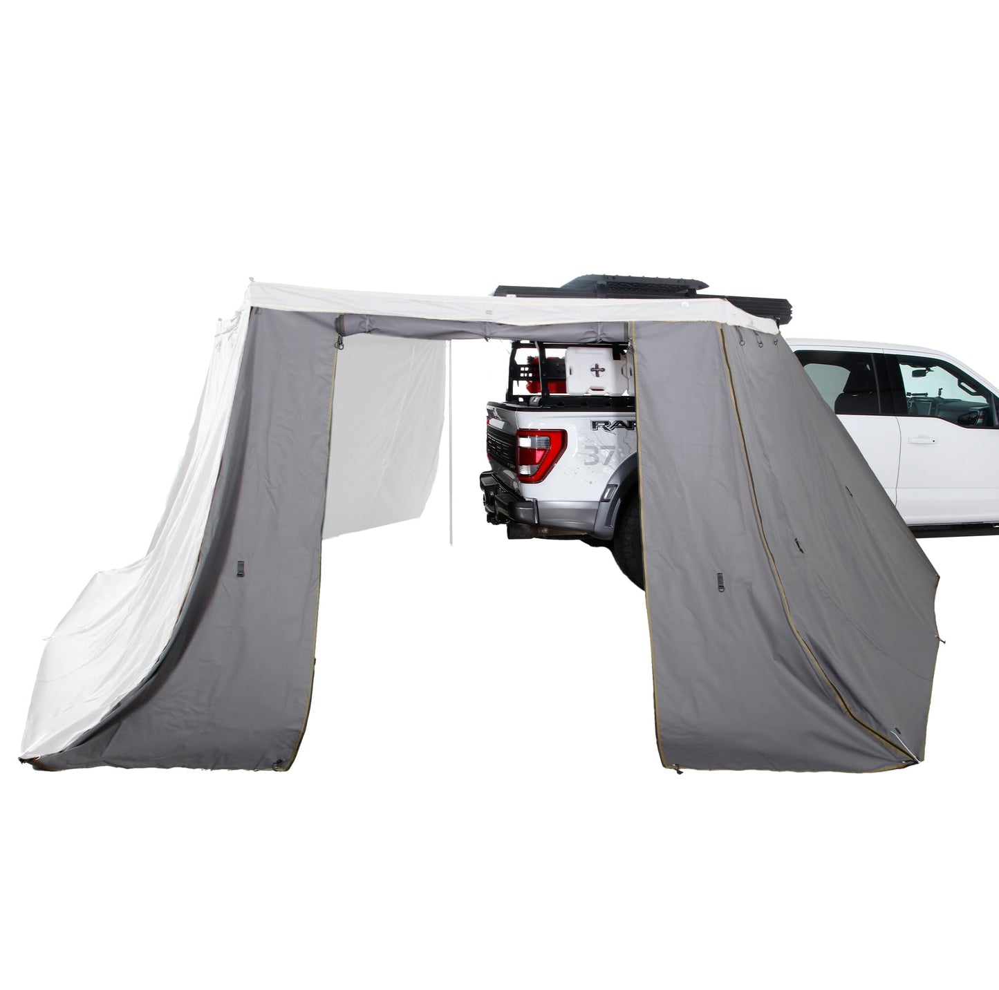 Overland Vehicle Systems 18229909 HD Nomadic 270 LT Awning Wall 1 Passenger Side | Dark Gray Fabric | Integrated Zippered Door Access for Entry Wall | Weather-Resistant | Awning Sold Separately
