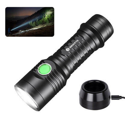 Brinyte WT01 2700 Lumens Ultra-Bright Rechargeable Flashlight with Charging Dock, High Lumens LED Power Outage Flash Light Handheld Light for Homeuse Outdoor Searching Camping and Emergency (Upgraded)