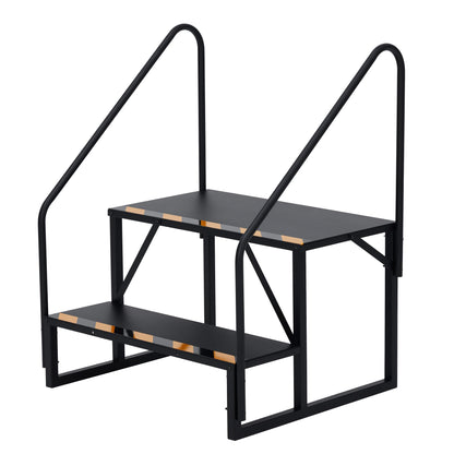 GarveeTech RV Steps with Handrail, 3-Step Heavy Duty Stable Universal Stair, Mobile Home Stairs Outdoor RV Step Ladder for Travel Trailer Pool Hot Tub Trampoline