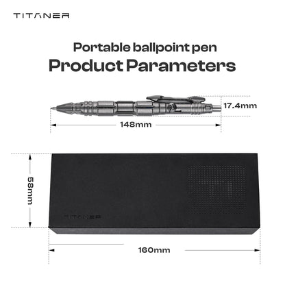 TITANER Mecha Pen 2.0 GR5 Titanium Tactical EDC Pen - Bolt-Action Design with Visual Ink Window, M390 Steel Tip, Hidden Tool & Tritium Slot for Daily Outdoor