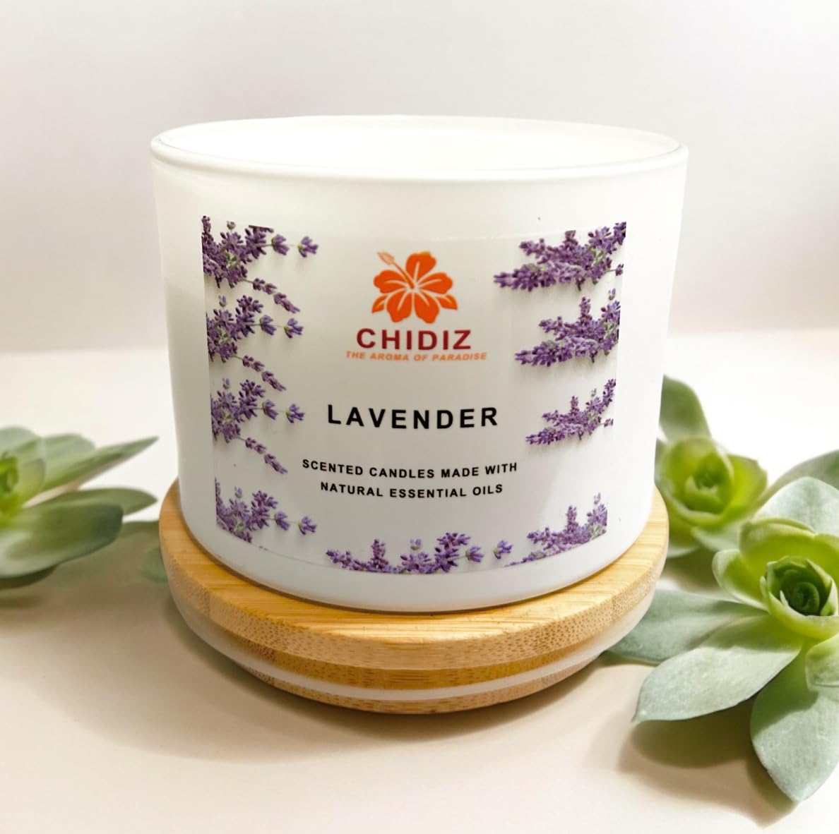 CHIDIZ Lavender Soy Scented Candles | Large 1 Wick Jar Candle | Up to 45 Hours Burning Time | Relaxing Aromatherapy Candles | Housewarming Gift for Women and Men (Medium, Lavender)