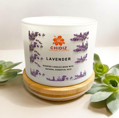 CHIDIZ Lavender Soy Scented Candles | Large 1 Wick Jar Candle | Up to 45 Hours Burning Time | Relaxing Aromatherapy Candles | Housewarming Gift for Women and Men (Medium, Lavender)