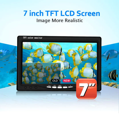 Dosilkc Underwater Fishing Camera with 7 Inch LCD Monitor, HD 1000 TVL Portable Fish Finder, 30Pcs Adjustable LED White Lamp Lights for Lake, Boat, Ice Fishing