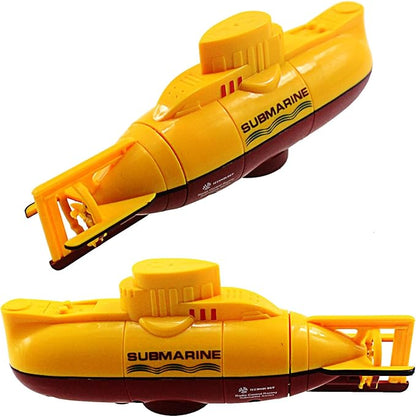 Tipmant Mini RC Submarine Toy Remote Control Boat Underwater Electric Diving Water Fish Tank Kids Birthday Gift (Yellow)
