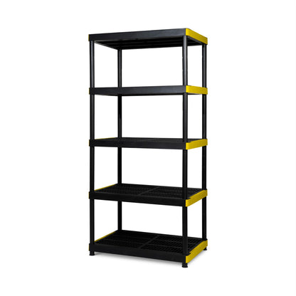 Simpli-Magic 5-Tier Heavy Duty Plastic Storage Shelving Unit, Garage & Outdoor Organizer, Modular Rack, 36 x 24 x 75 Inches, 250 lbs per Shelf, 1250 lbs Total Capacity