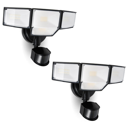 LUTEC 80W LED Security Lights, 9000LM Motion Sensor, 4 Head Flood Light, IP65 Waterproof, Black, Model 7632816012, 2 Pack