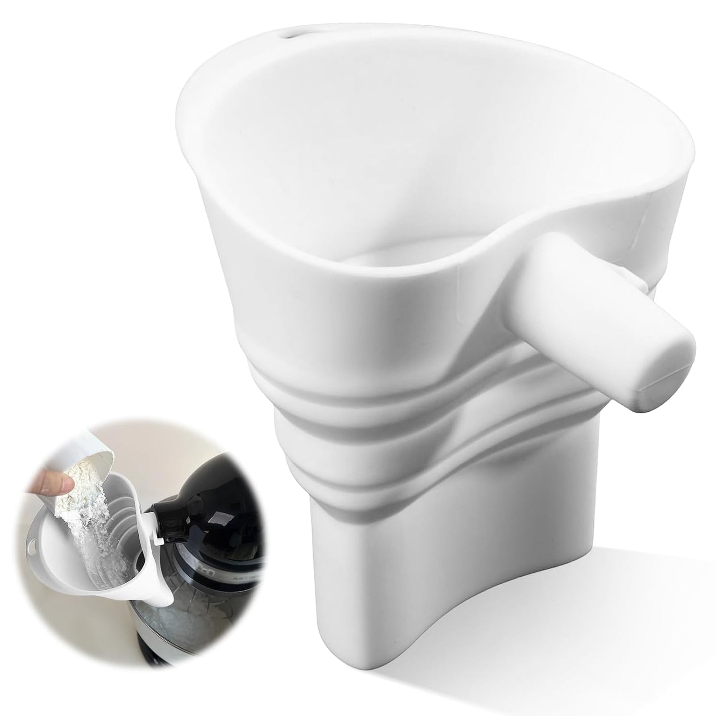 **KitchenAid Flour Funnel - Silicone Kitchen Funnel for KSM150 Mixers | Easy Pour & Dishwasher Safe (White)**