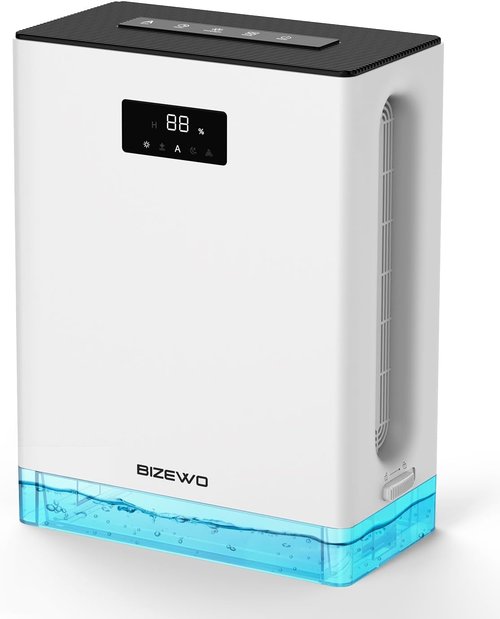 BIZEWO Dehumidifier - Quiet 980 Sq.Ft Home Unit with 101 Oz Tank, Auto Shut Off & 7 Color Ambient Light