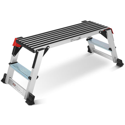 Work Platform, Aluminum Step Ladder, 40"×12"×20" Step Platform Non-Slip, Heavy Duty Folding Work Bench Capacity 330 LBS for Washing Vehicles, Cleaning, Painting, Decorating