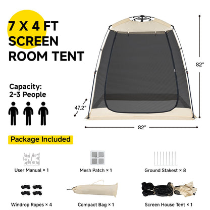 Alvantor® Screen House Gazebo, 2-4 Person Pop Up Screen Tent, Instant Screen Room with Carry Bag, Outdoor Mosquito Tent Camping, Sun Shade Shelter for Patio, Garden, Backyard, Deck 7 x 4 x 7 FT